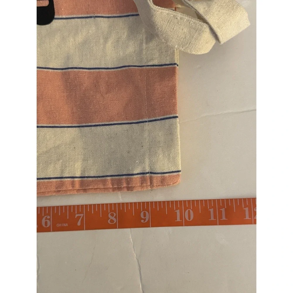 Sezane Women's One Size Bonjour Pink Beige Fabric Tote Bag